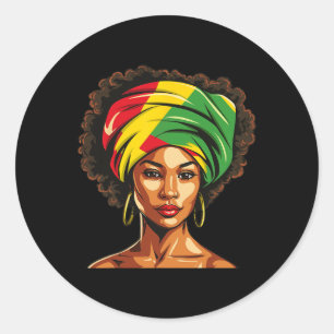 Afro-Afro-Amerikaanse Vrouwen Meisje Zwarte Geschi Ronde Sticker