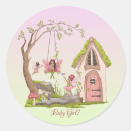 Afro American Baby shower Fairy Ronde Sticker