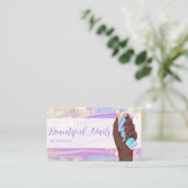 Afro American Glitter Holographic Opal Nail Salon Visitekaartje (Staand voorkant)