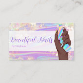 Afro American Glitter Holographic Opal Nail Salon Visitekaartje (Voorkant)