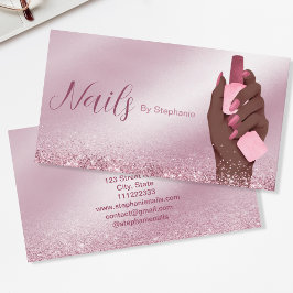 Afro American Glitter Nail Artist Manicure Beauty Visitekaartje
