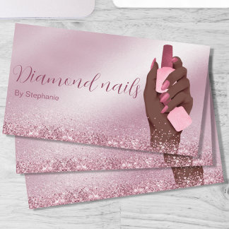 Afro American Glitter Nail Artist Manicure Beauty Visitekaartje