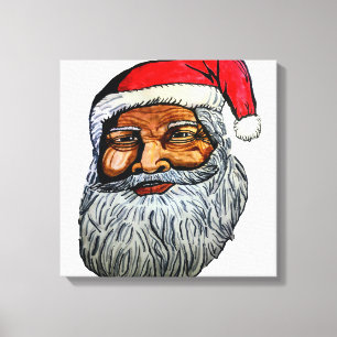 AFRO-AMERIKAAN KRIS KRINGLE CANVAS AFDRUK