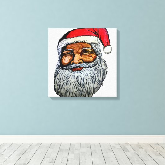 AFRO-AMERIKAAN KRIS KRINGLE CANVAS AFDRUK (Insitu (Houten vloer))