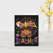 Afro-Amerikaan Messy Bun Mardi Gras New Orleans Kaart (Gele Bloem)