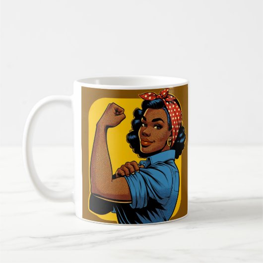 Afro-Amerikaan Rosie de Riveter Koffiemok (Links)