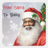 Afro-Amerikaan uit de naam van Santa Child Vierkante Sticker (Voorkant)