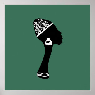 Afro-Amerikaans abstract vrouwenportret Poster