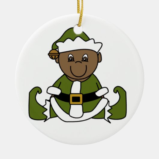 Afro-Amerikaans Baby Elf Ornament (Voorkant)