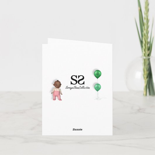 Afro-Amerikaans Baby Meisje - Het is een Meisje Ka Aankondiging (Achterkant)