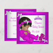 Afro-Amerikaans Baby shower Paarse roze luipaard Kaart (Voorkant / Achterkant)