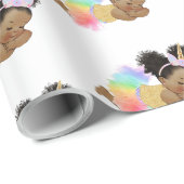 Afro-Amerikaans Baby Unicorn Wrapping Paper Cadeaupapier (Rol Hoek)