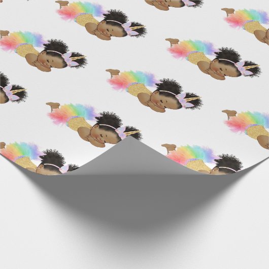 Afro-Amerikaans Baby Unicorn Wrapping Paper Cadeaupapier (Hoek)