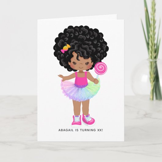 Afro-Amerikaans Candy Land meisje verjaardagsfeest (Voorkant)