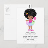 Afro-Amerikaans Candyland-meisje verjaardagsfeestj Briefkaart (Voorkant / Achterkant)