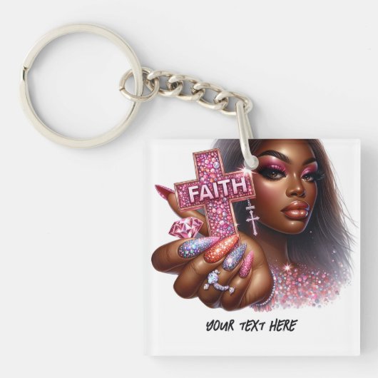 Afro-Amerikaans Christelijk "Faith" Inspirerend Sleutelhanger (Voorkant)