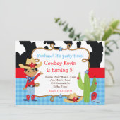 Afro-Amerikaans Cowboy Western Verjaardagsfeestje Kaart (Staand voorkant)