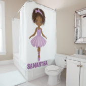 Afro-Amerikaans Cute Ballerina Shower-gordijn Douchegordijn (In situ)