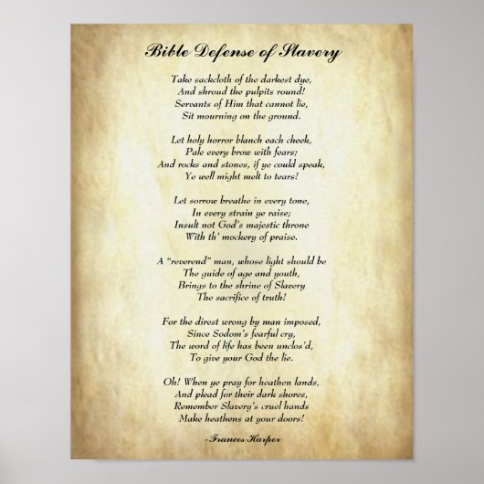 Afro-Amerikaans gedicht bijbelverdediging slaverni Poster (Voorkant)