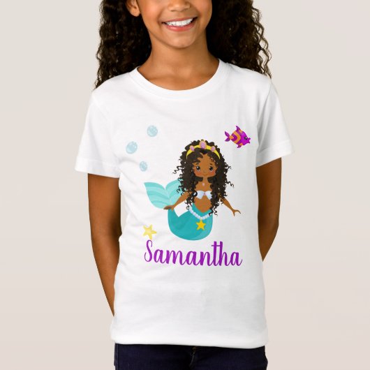 Afro-Amerikaans gepersonaliseerd Zeemeerminnend Cu T-shirt (Voorkant)