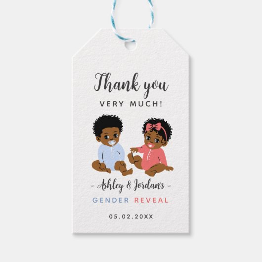 Afro-Amerikaans geslacht onthulling feestcadeautag Cadeaulabel (Voorkant)
