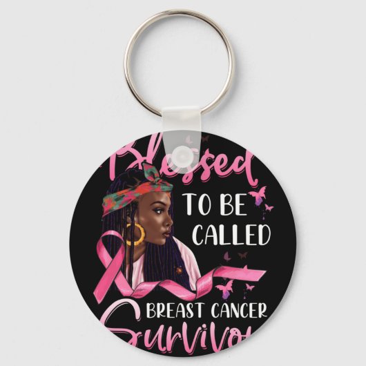 Afro-Amerikaans gezegend tegen borstkanker Sleutelhanger (Voorkant)