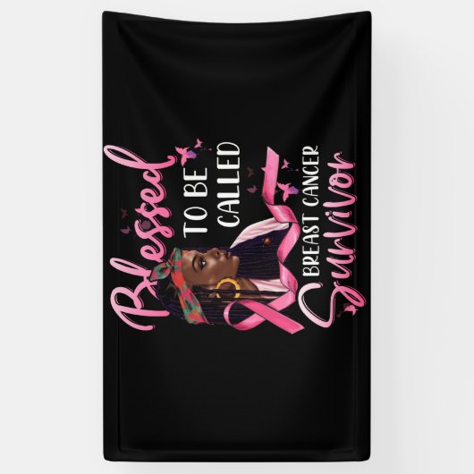 Afro-Amerikaans gezegend tegen borstkanker Spandoek (Verticaal)