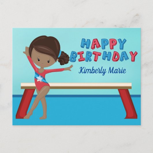 Afro-Amerikaans Gymnastiek Meisje Gymnastiek Verja Briefkaart (Voorkant)