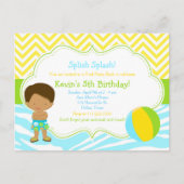 Afro-Amerikaans jongens zwembadfeest Bash-feest Briefkaart (Voorkant)