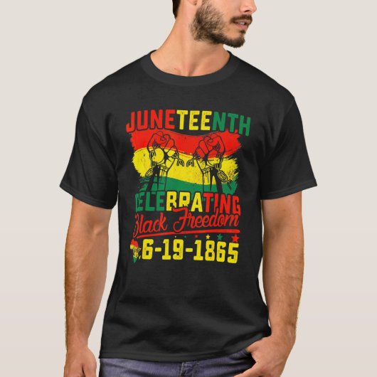 Afro-Amerikaans Junetetiende viering zwart vrij T-shirt (Voorkant)