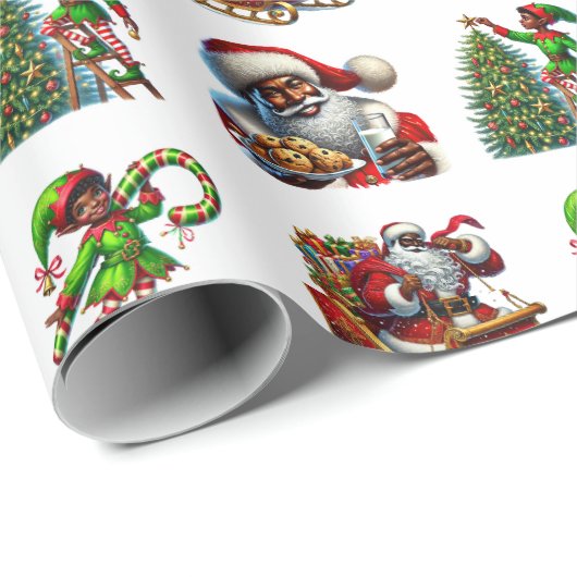 Afro-Amerikaans kerstinpakpapier Cadeaupapier (Rol Hoek)