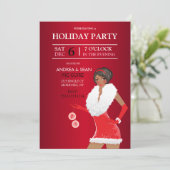 Afro-Amerikaans Kerstmode meisje feestdag Kaart (Staand voorkant)