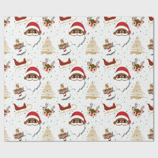 Afro-Amerikaans kerstpapier Cadeaupapier (Vlak)