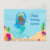 Afro-Amerikaans Meermin Meisje Aangepaste Kinderen Briefkaart (Voorkant)