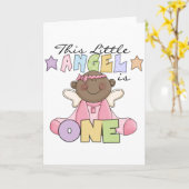 Afro-Amerikaans meisje 1e verjaardag geschenken Kaart (Gele Bloem)