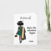 Afro-Amerikaans Meisje Afstuderen Modern Congrats Feestdagen Kaart (Voorkant)