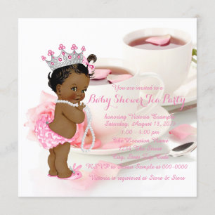 Afro-Amerikaans meisje baby shower theepartij Kaart