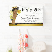 Afro-Amerikaans meisje Bee Baby Shower Spandoek (Insitu)