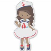 Afro-Amerikaans meisje, bootkapitein, schipper, ze Sticker (Voorkant)