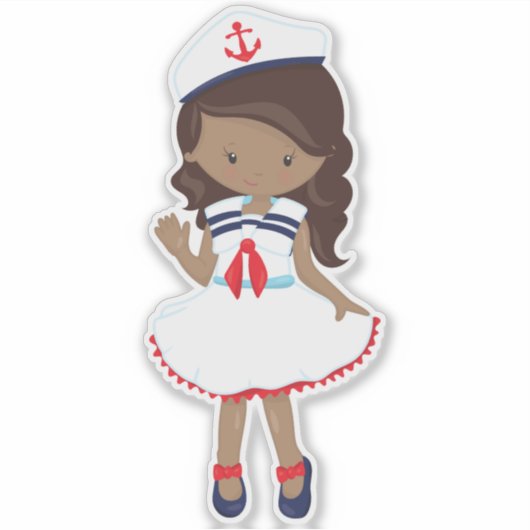 Afro-Amerikaans meisje, bootkapitein, schipper, ze Sticker (Voorkant)