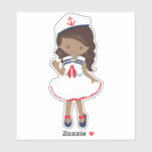 Afro-Amerikaans meisje, bootkapitein, schipper, ze Sticker (Vel)