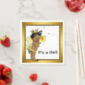 Afro-Amerikaans meisje Bumble Bee Baby shower Servetten (Insitu)