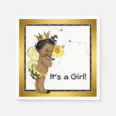 Afro-Amerikaans meisje Bumble Bee Baby shower Servetten (Voorkant)