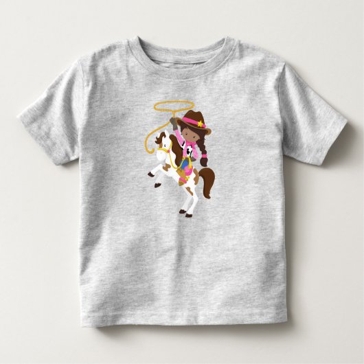 Afro-Amerikaans meisje, cowgirl, sheriff, lasso Kinder Shirts (Voorkant)