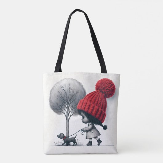 Afro-Amerikaans meisje dat haar hond uitlaat Tote Bag (Achterkant)