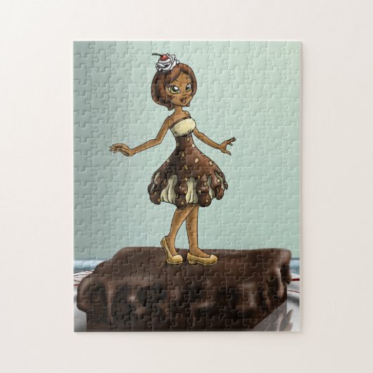 Afro-Amerikaans meisje en chocolade sundae Legpuzzel (Verticaal)