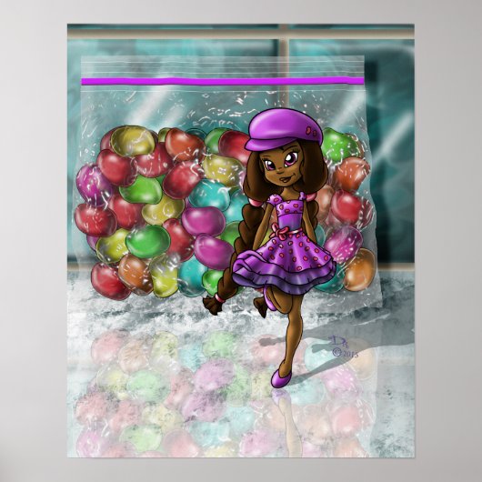 Afro-Amerikaans meisje en jellybeans Poster (Voorkant)