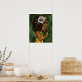Afro-Amerikaans meisje en roos Poster (Keuken)
