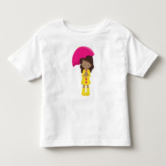 Afro-Amerikaans meisje, meisje in regenjas, parapl Kinder Shirts (Voorkant)