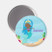 Afro-Amerikaans meisje met Zeemeermin - aanpasbaar Magneet (Voorkant / Achterkant)